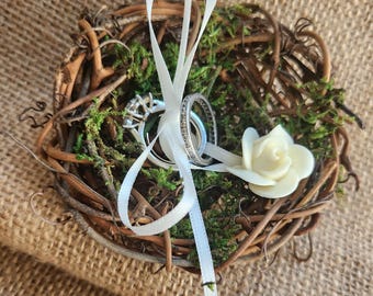 Petite Birds Nest Ring Bearer Pillow, Woodland Ring Bearer Pillow, Birds Nest, Ring Bearer Pillow Alternative, Ring Bearer Nest