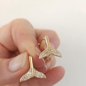Petite Pave Mermaid Tail Huggies, Mermaid Hoop Earrings, Dainty Hoops, Perfect Hostess Gift, Stocking Stuffer, Minimalist Jewelry Earring