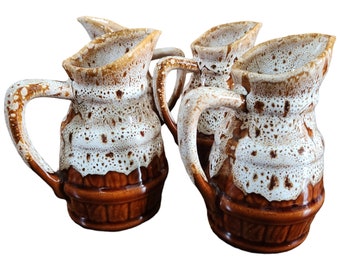 Vintage Brown Drip Glaze Pitcher Brown Cream D63 1 4, Set of 4, Kitchenware