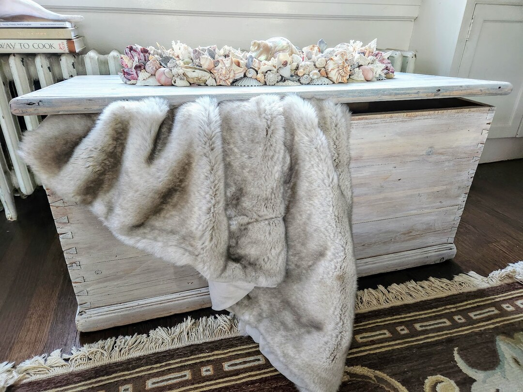 Sea Shell-encrusted White Washed Wooden Trunk, Beach Coastal Themed ...