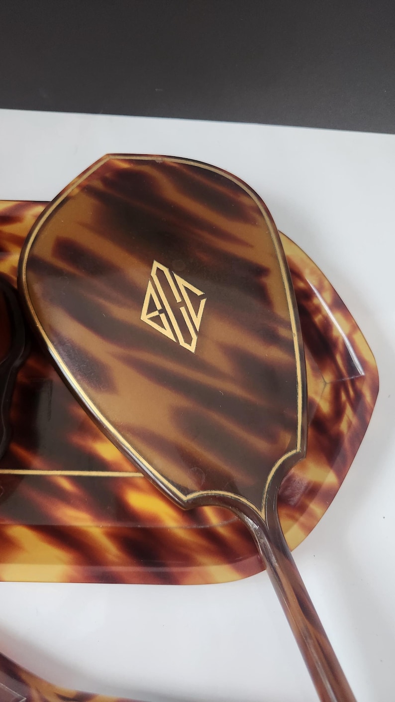 Pyralin Design Art Deco Pyralin Tortoiseshell Vanity Set, La Belle Dressing Set - Etsy