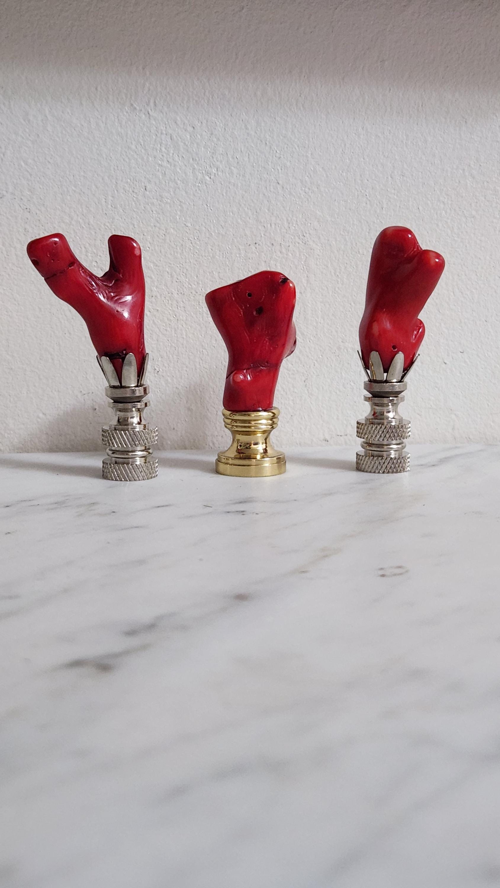 Lite Accents Lamp Finial – Red Leaded Crystal With Satin Nickel Base – 40mm, Transitional Style