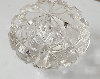 Vintage Cut Crystal Paperweight | Starburst Hobstar Design | Petite Clear Crystal Desk Object Free Shipping