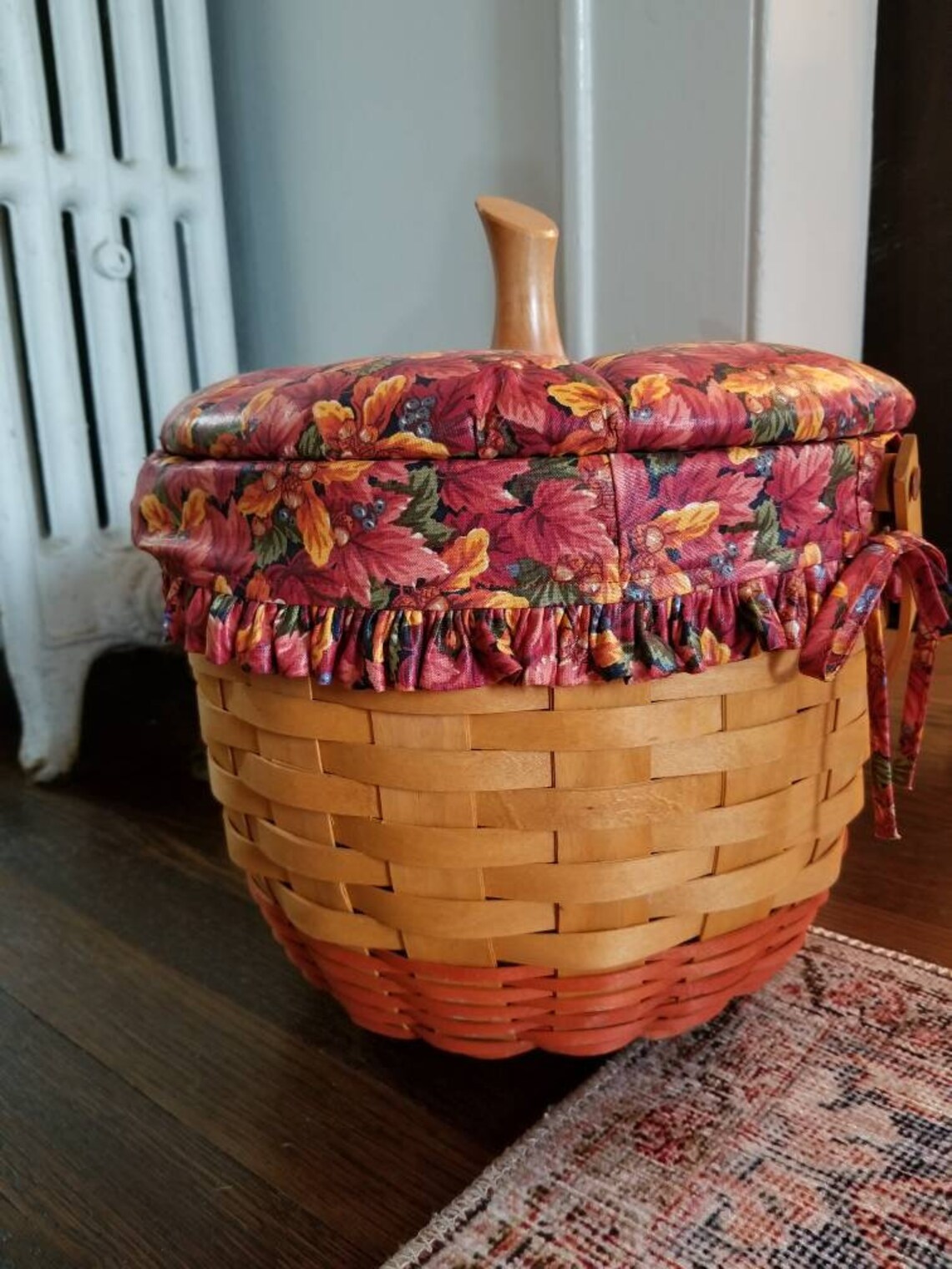 LONGABERGER Large PUMPKIN Basket 1997 with fabric lid Etsy