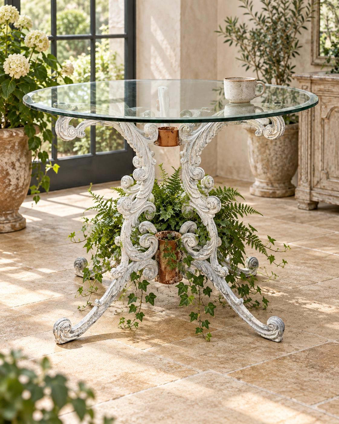 アンティークテーブル、ガラス Antique Glass Top Dining Table - Etsy