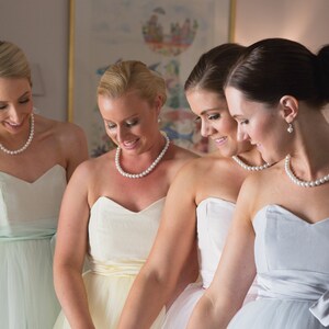 Pearl Necklace w Ribbon Tie Bridesmaid Wedding Necklace, Choose Pearl and Ribbon Color, Custom Pearl Necklace, Special Occasion Jewelry image 2