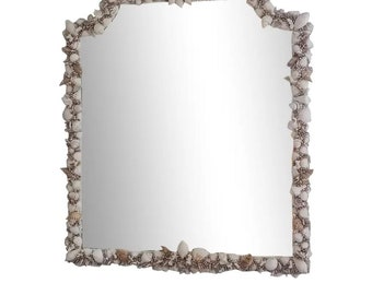 Coastal Grandma Wall Décor Sea Shell-Encrusted Wall Mirror Sea shell New England Wall Mirror Beach Coastal Themed Mirror Grandma Coastal