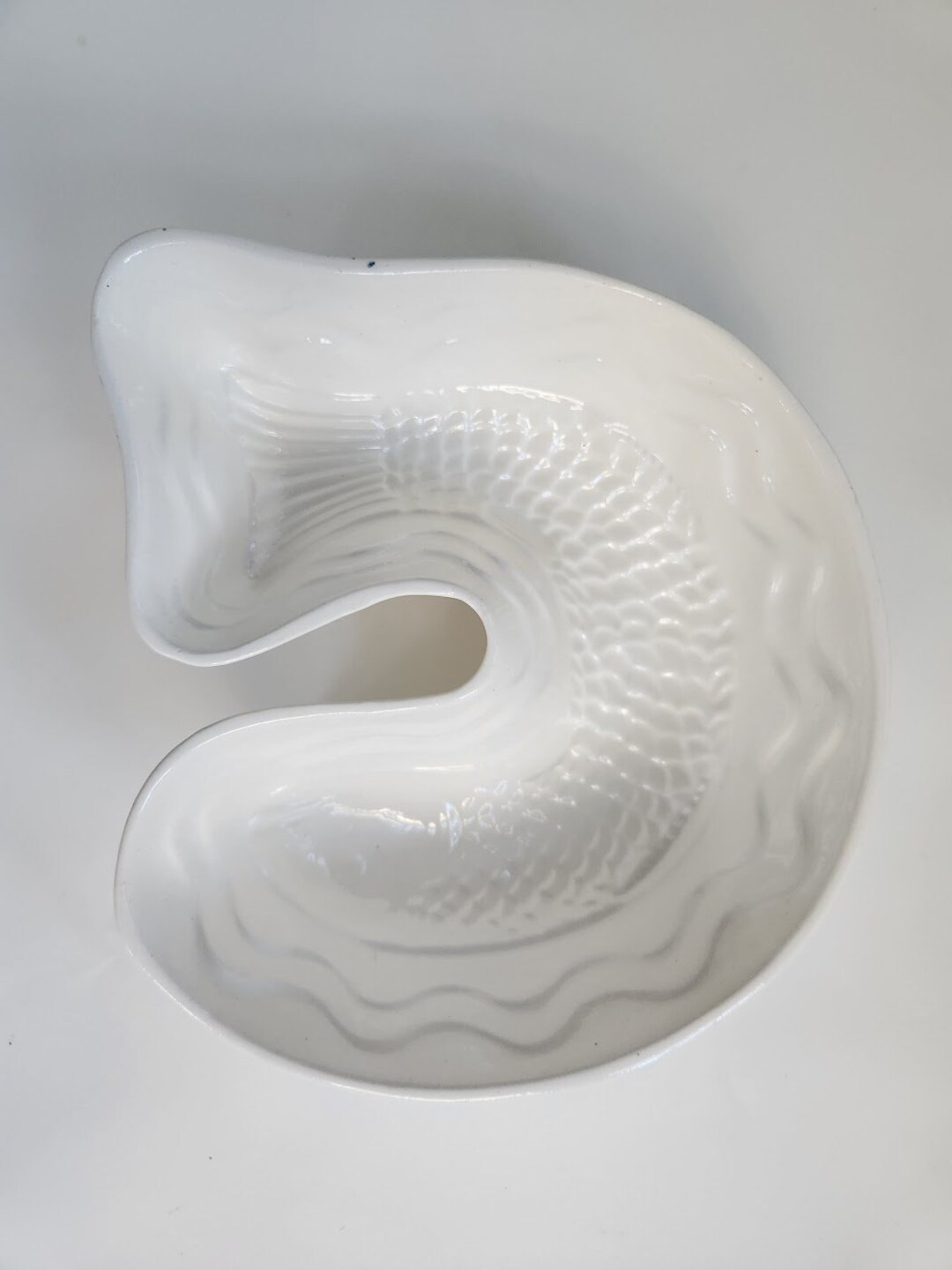 Vintage Fish German Ironstone Bundt Cake Jello Mold Antique Ironstone