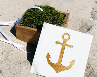 Ring Bearer Anchor theme Ring Box, Nautical Wedding theme Ring Bearer Box with Anchor Motif