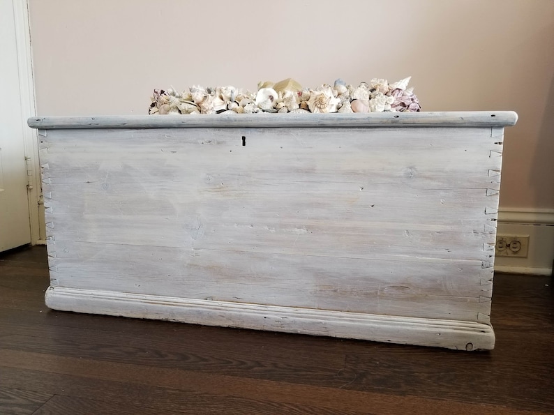 Sea Shell-encrusted White Washed Wooden Trunk Beach Coastal - Etsy