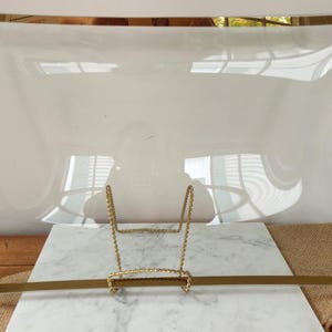 Vintage MCM Concave Glass Tray with Gilt Edge – Mid-Century Modern Minimalist Display Plate, Vintage reverse curved tray, Hollywood Regency