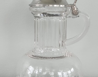 Vintage Antique Syrup Pitcher, Etched Glassware, Free shipping