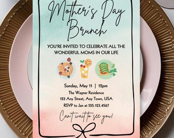 Editable Mothers Day Brunch Invitation Mothers Day Flyer Evite Mothers Day Invite Printable Mothers Day Brunch Flyer Mothers Day Invitation