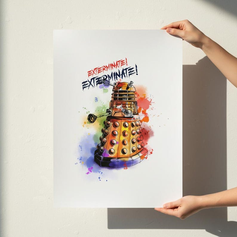 Original Doctor Who Dalek Art Print - Hand Drawn Watercolor Poster ...