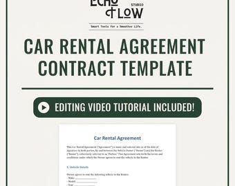 Car Rental Agreement/Contract Template, (Editable/Fillable) (Turo) (PDF) (DOCX)
