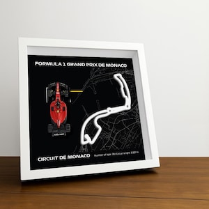 Monaco F1 Framed Art: 3D Plexiglass Track, Car Model