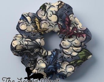 Scrunchie: Multi Color Dragons