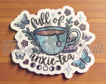 Anxiety sticker, laminated white (multiple options)