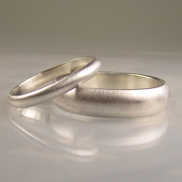 Recycled Palladium Sterling Silver Wedding Bands Set