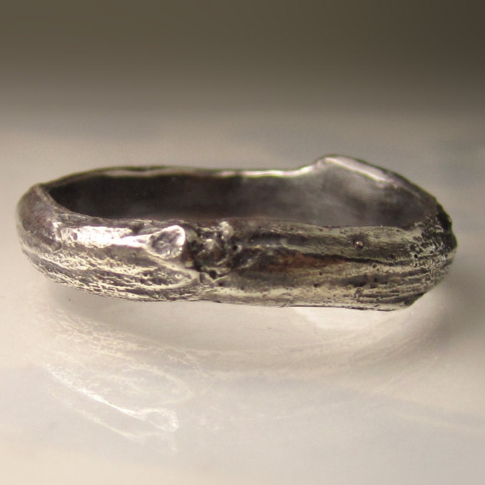 Wide Men's Twig Ring Oxidized Silver Men's Wedding - Etsy UK