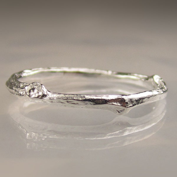 Twig Ring in Sterling Silver, Oxidized or Polished, Wedding Band