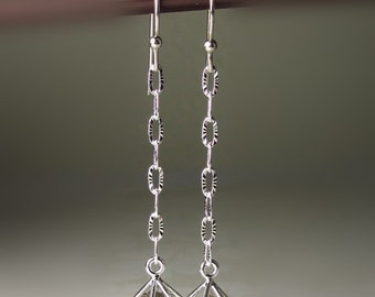 Rough Diamond Earrings, Raw Diamond Dangles, Uncut Diamond Drops, Caged Diamond Earrings in Sterling Silver