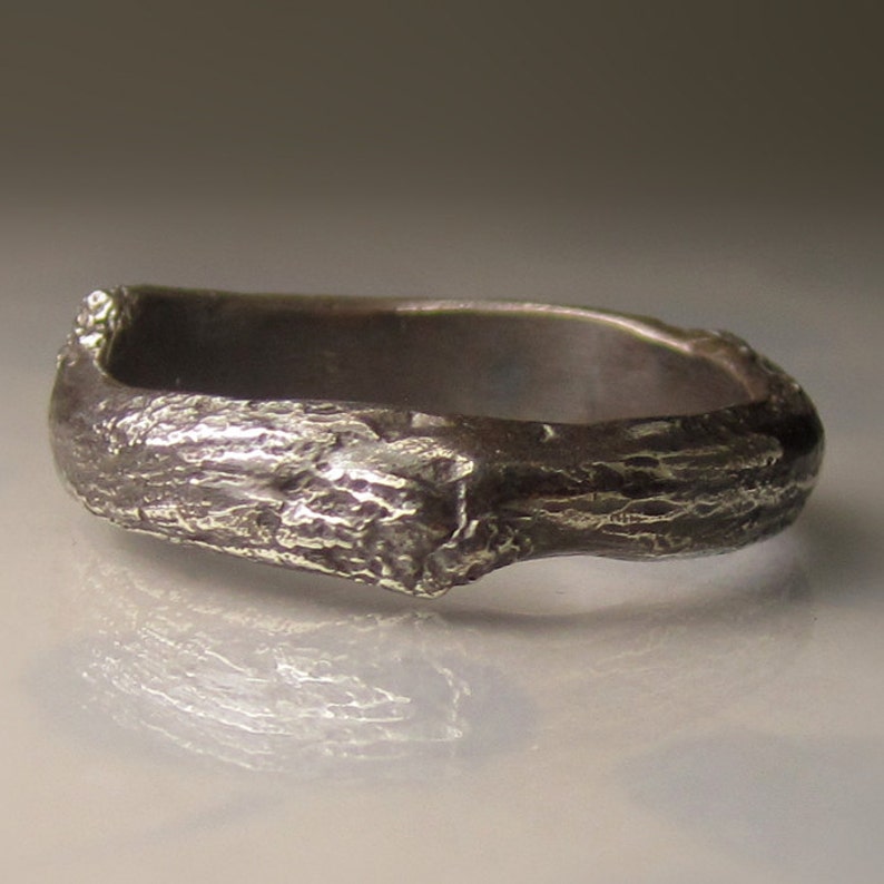 Wide Men's Twig Ring Oxidized Silver Men's Wedding - Etsy