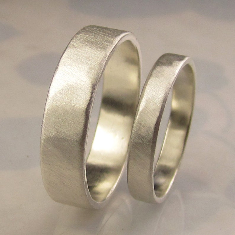 Recycled Palladium Sterling Silver Wedding Bands Set | Etsy