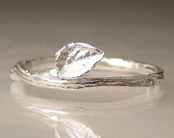 Twig Ring in Sterling Silver, Oxidized or Polished, Wedding Band