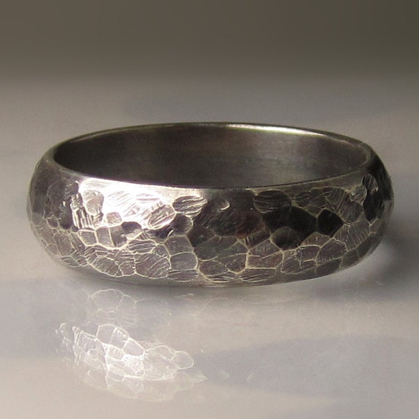 Wide Men's Blackened Sterling Wedding Band