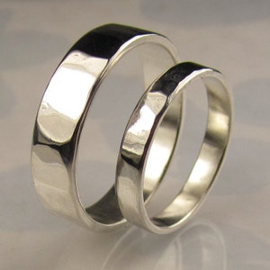Recycled Palladium Sterling Silver Wedding Bands Set - Etsy