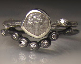 Rough Diamond Ring, Raw Diamond Twig Ring, Rough Diamond Engagement Ring