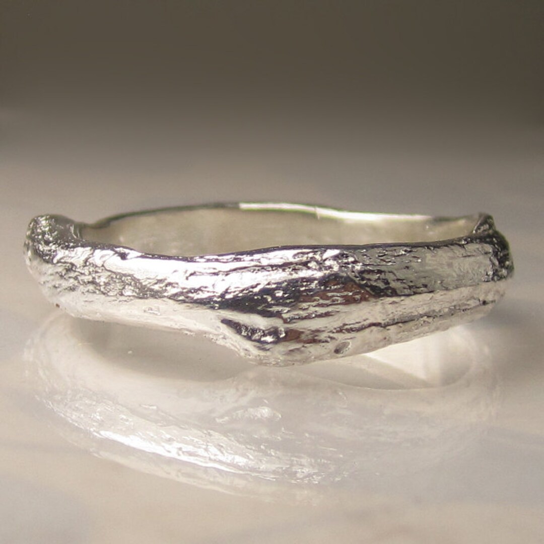 Wide Men's Twig Ring in Sterling Silver, Men's Wedding Band - Etsy