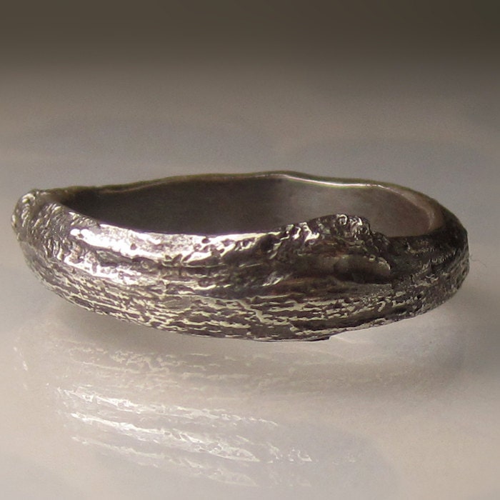Wide Men's Twig Ring Oxidized Silver Men's Wedding - Etsy UK