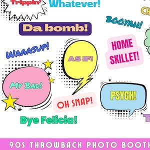 Photobooth Props for 90s Theme Party | DIY Photo Booth Printable | Gen X Selfie Booth | I&#39;m From the 1900s | 90s Bachelorette Decor