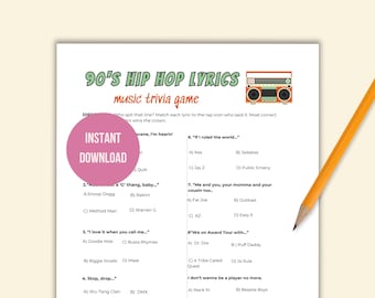 90er Jahre Hip Hop Gesellschaftsspiel| Beende die Lyric Music Trivia