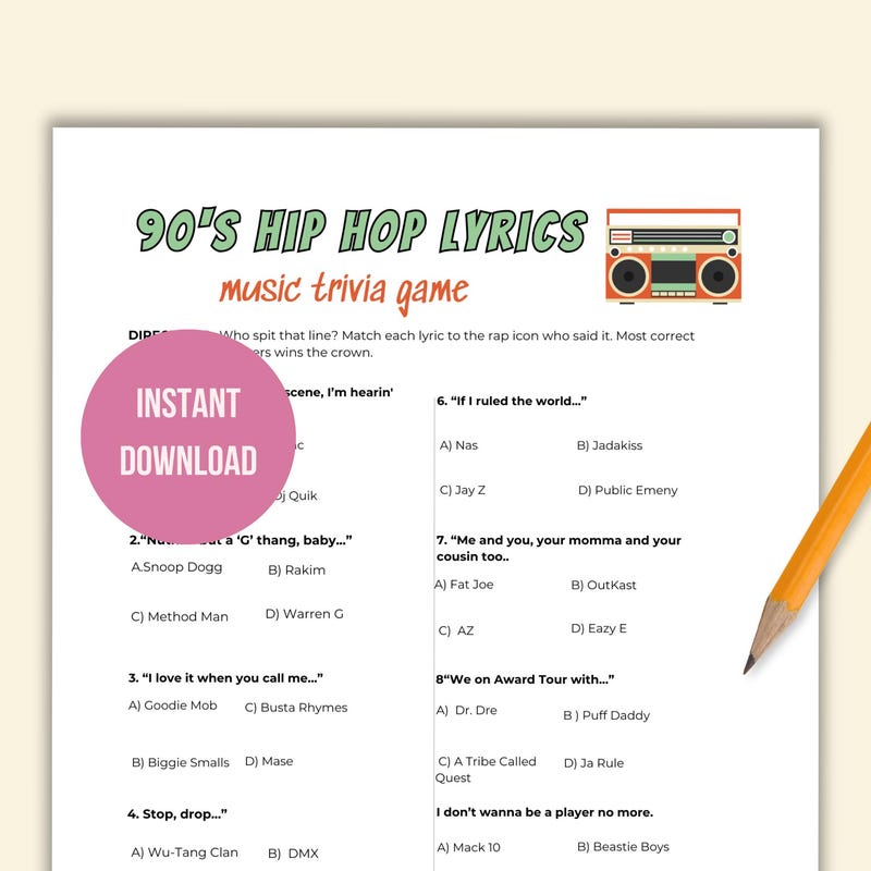 90s Hip Hop Lyrics - Etsy