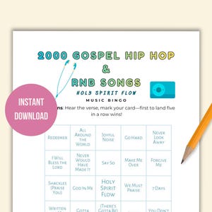 2000s Nostalgia Gospel Hip Hop & RnB Music Bingo | Music Quiz Game Printable