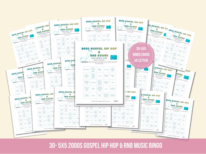 2000s Nostalgia Gospel Hip Hop & RnB Music Bingo Game | Church Bingo Night Fun