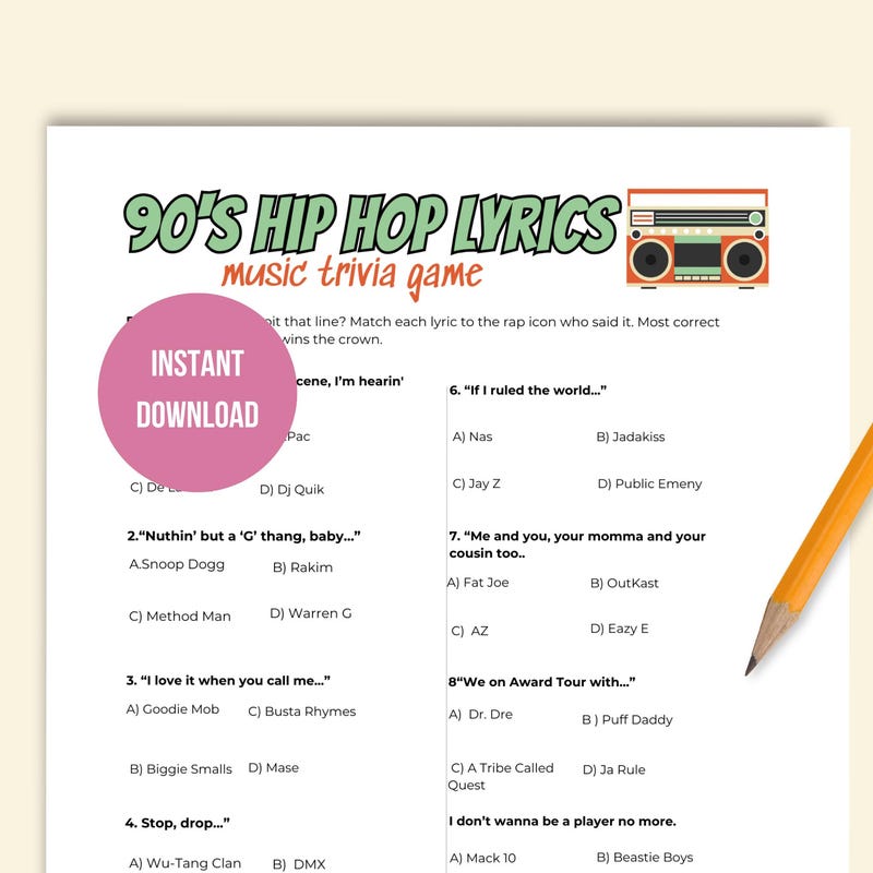 90s Hip Hop Lyrics - Etsy