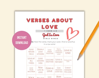 Verses About Love Self Esteem Bible Bingo for Youth & Women’s Ministry