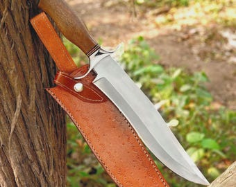 1095 Carbon Steel Bowie Knife with Sheath, Romantic Anniversary Gift for Husband, Birthday Gift for Boyfriend, Wedding Gift for Him