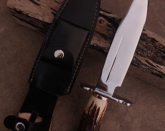 Gepersonaliseerde custom gegraveerd cadeau voor hem natuurlijk handvat Bowie-mes staal gemaakt jachtmes cadeau voor echtgenoot handgemaakt cadeau voor vader