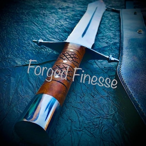 Spada Seax fatta a mano, spada in acciaio al carbonio, regalo per sposi e regalo per anniversario di matrimonio per marito, fodero in pelle per spada vichinga incluso