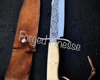 Gift Bowie knife With Natural Handle Handmade knife Full Tang Durable Construction Comes With Pure Double Stitch Leather Sheath Birthday Gif