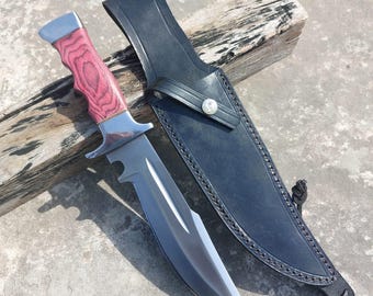 Handgefertigtes Messer im Bowie-Stil S35VN Stahl mit Lederscheide personalisiertes Geschenk für Männer Benutzerdefinierte Outdoor Gebrauchsmesser Geburtstagsgeschenk für Mann