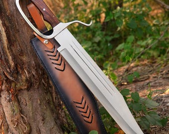 Birthday Gift Secure D Guard Bowie Knife | Large Bowie Knife | Heavy Duty Survival Knife | Collectible  | Wood Handle Custom Gift Handmade