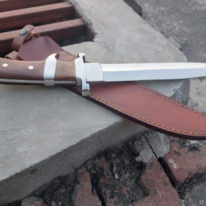 Handmade Bowie Knife Steel made full Tang knife Black Micarta Handle Camping knife gift for birthday of husband and Groomsmen gift for her