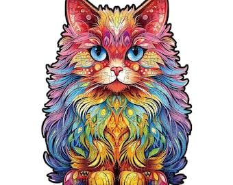 Handmade Kitten Wooden Jigsaw Puzzle, Challenging Adult Puzzle Gift
