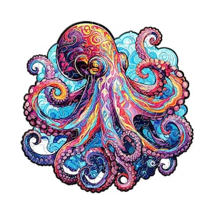 Octopus Wooden Jigsaw Puzzle, Artistic Challenge, Eco-Friendly
